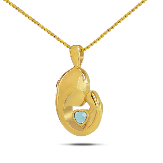March Mothers Love w/ Aquamarine Gold Plated steel
